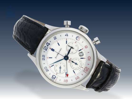 Armbanduhr: großer, sportlicher Edelstahl-Chronograph, Daniel JeanRichard Bressel GMT Ref. 54112, limitiert, No. 3/300, mit Box & Papieren - photo 1