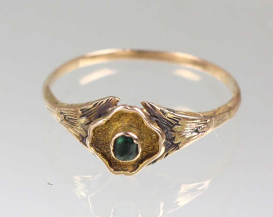 antiker Smaragd Ring Gelbgold 585 - Foto 1