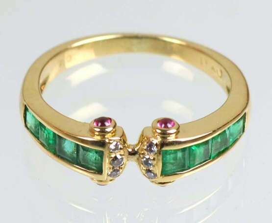 Smaragd Rubin Ring Gelbgold 750 - photo 1