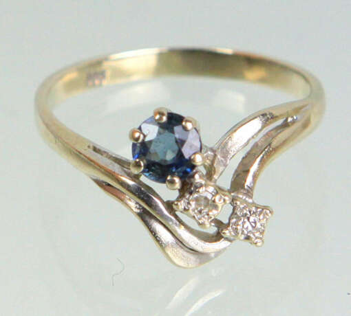 Saphir Brillant Ring Gelbgold 585 - фото 1
