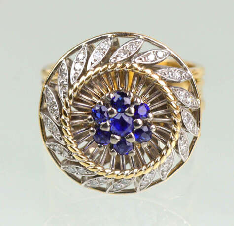 Saphir Diamant Ring Gelbgold/WG 750 - Foto 1