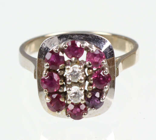 Rubin Brillant Ring Weissgold 585 - Foto 1