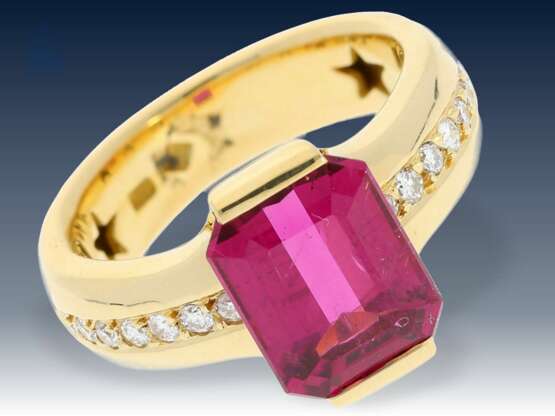 Ring: hochwertiger Goldschmiedering mit feinem Turmalin und Brillanten, teurer Markenschmuck von H. Stern, Brasilien - Foto 1