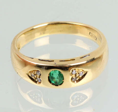 Smaragd Brillant Ring Gelbgold 750 - Foto 1