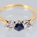 Brillant Saphir Ring - Gelbgold/WG 750 - Foto 1