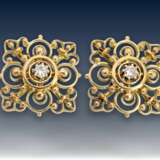 Armband/Ohrschmuck: äußerst dekoratives vintage Goldarmband mit Brillantbesatz sowie passendem Ohrschmuck und dazugehöriger Brosche, 50er Jahre - Foto 4