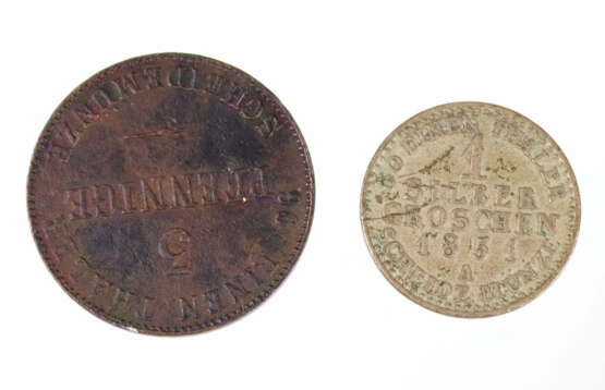 Anhalt 3 Pfennige 1840 u. 1 Groschen 1856 - photo 1