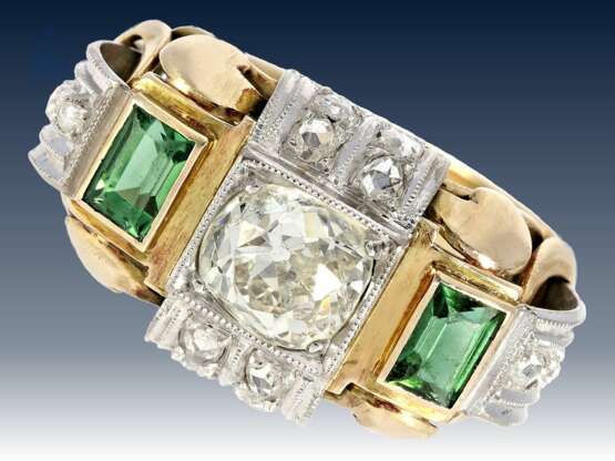 Ring: seltener Antikschmuck, Diamant-/Turmalinring aus der Zeit des Art déco, Mittelstein ca. 1,4ct - фото 1