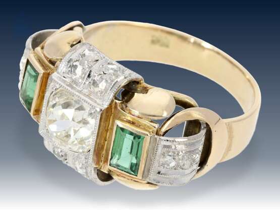 Ring: seltener Antikschmuck, Diamant-/Turmalinring aus der Zeit des Art déco, Mittelstein ca. 1,4ct - фото 2