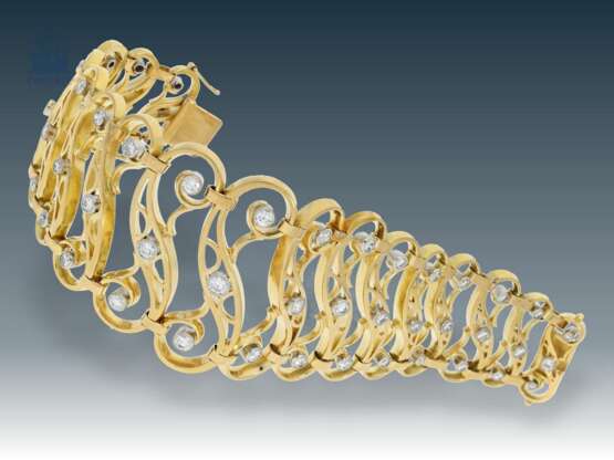 Armband: ausgefallenes, breites und besonders schweres vintage Goldschmiedearmband mit Brillantbesatz, ca. 4,5ct, vermutlich ein Unikat - фото 3
