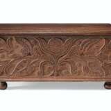 A CARVED AND PAINTED OAK BOX - фото 1