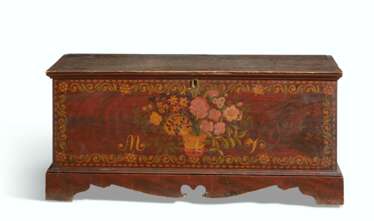 A GRAIN AND FLORAL PAINTED BLANKET CHEST