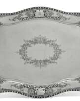 AN AMERICAN SILVER LARGE TWO-HANDLED TRAY