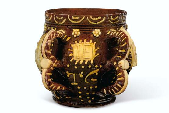 A LARGE WROTHAM SLIPWARE TWO-HANDLED DATED AND INITIALED TYG... - photo 1