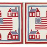 A PAIR OF APPLIQUE SCHOOLHOUSE QUILTS WITH FLAG CENTERS - photo 1