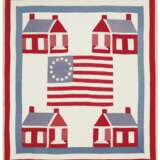 A PAIR OF APPLIQUE SCHOOLHOUSE QUILTS WITH FLAG CENTERS - photo 2
