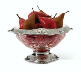 AN AMERICAN SILVER AND CUT-GLASS CENTERPIECE PUNCH BOWL