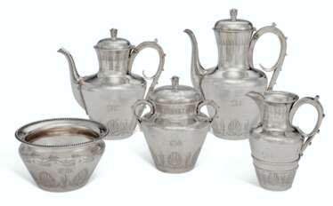 AN AMERICAN SILVER FIVE-PIECE TEA AND COFFEE SERVICE