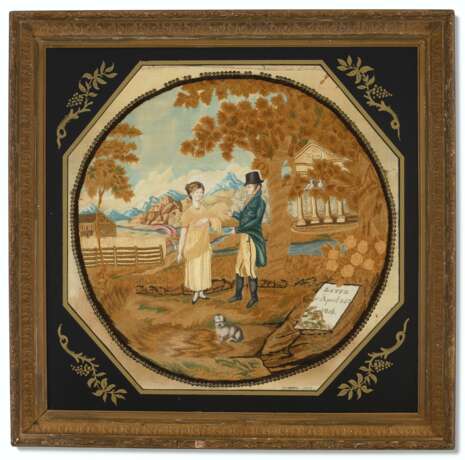 A SILK AND WATERCOLOR-ON-SILK NEEDLEWORK PICTURE DEPICTING A... - photo 2
