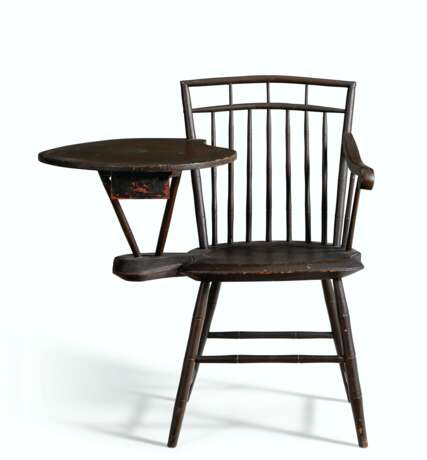 A PAINTED AND BAMBOO TURNED WOOD WRITING-ARM WINDSOR CHAIR - Foto 1