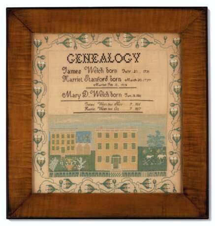 A SILK-ON-LINEN NEEDLEWORK PICTORIAL OF THE WELCH FAMILY GEN... - photo 2