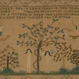 A SILK-ON-LINEN NEEDLEWORK PICTORIAL DEPICTING ADAM AND EVE ... - photo 1