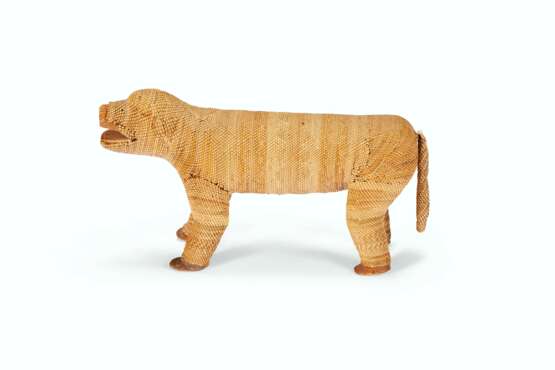 A WOOD AND WOVEN GRASS RATTLE IN THE FORM OF A BEAR - photo 3