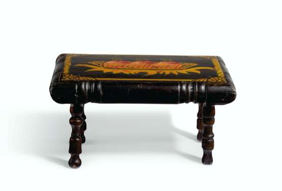 A PAINT-DECORATED TURNED WOOD STOOL - photo 1