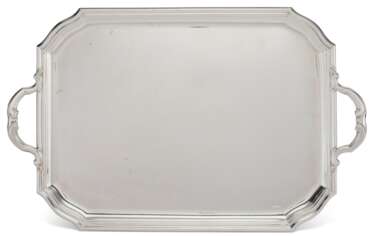 A FRENCH SILVER TWO-HANDLED TRAY