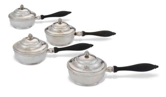 FOUR LOUIS XVI SILVER SAUCEPANS AND COVERS - photo 1