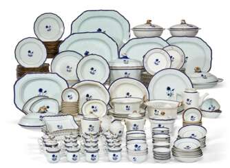 A CHINESE EXPORT BLUE ENAMEL AND GILT PART DINNER SERVICE