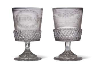 TWO RUSSIAN GLASS GOBLETS