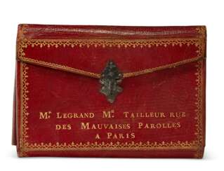 AN EMPIRE GILT-TOOLED BURGUNDY LEATHER PORTEFEUILLE