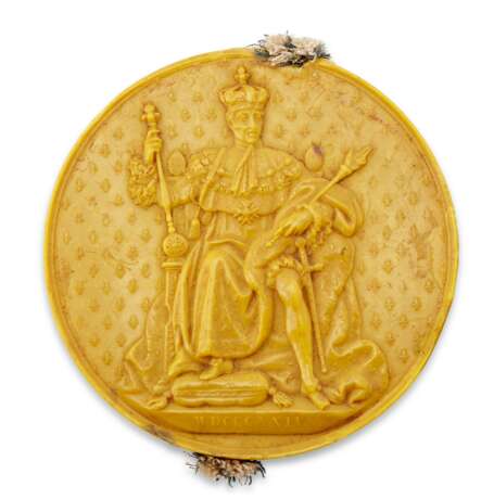 A CHARLES X YELLOW WAX DOCUMENT SEAL - photo 1