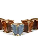 A GROUP OF FIVE FAUX AND CREAM PAINTED WASTE BASKETS - photo 1