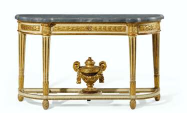 A LOUIS XVI WHITE-PAINTED AND PARCEL-GILT SIDE TABLE
