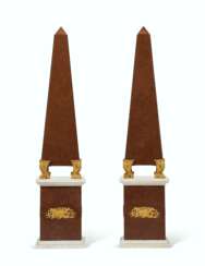 A PAIR OF MASSIVE ORMOLU-MOUNTED FAUX PORPHYRY AND WHITE MAR...