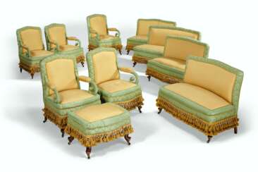 A NORTH EUROPEAN UPHOLSTERED SALON SUITE