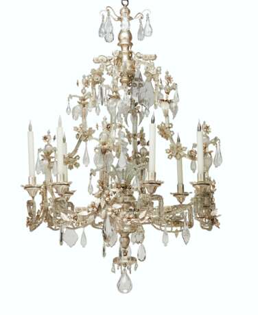A SILVERED METAL AND CUT-GLASS EIGHT-LIGHT CHANDELIER - photo 1