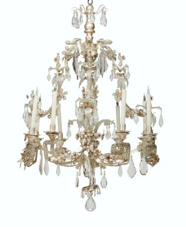 A SILVERED METAL AND CUT-GLASS EIGHT-LIGHT CHANDELIER - фото 2