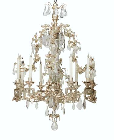 A SILVERED METAL AND CUT-GLASS EIGHT-LIGHT CHANDELIER - фото 3