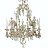A SILVERED METAL AND CUT-GLASS EIGHT-LIGHT CHANDELIER - фото 4