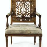 A LATE LOUIS XVI SOLID MAHOGANY FAUTEUIL - Foto 1