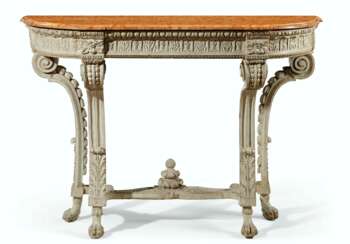 A LATE LOUIS XV GRAY-PAINTED SIDE TABLE