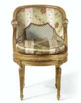 A LOUIS XVI GILTWOOD AND CANED FAUTEUIL DE BUREAU