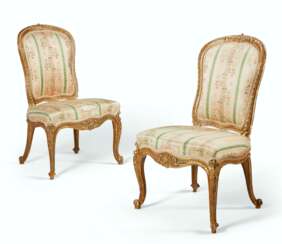A PAIR OF GEORGE III GILTWOOD SIDE CHAIRS
