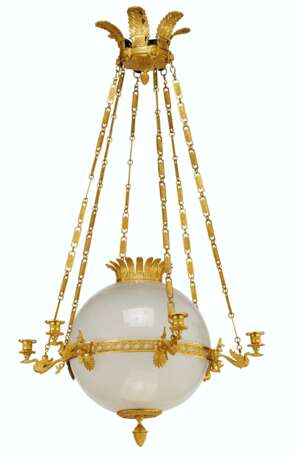 Jansen. AN EMPIRE-STYLE ORMOLU, ETCHED AND FROSTED GLASS SIX-LIGHT C... - Foto 2