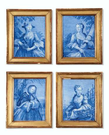 FOUR DUTCH DELFT BLUE AND WHITE PLAQUES EMBLEMATIC OF THE SE... - photo 1
