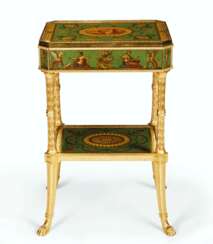 A GEORGE III STYLE POLYCHROME-PAINTED AND PARCEL-GILT OCCASI...