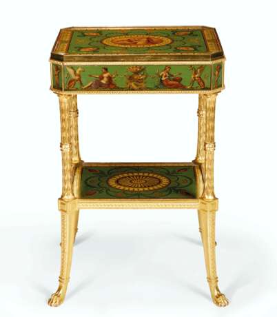 A GEORGE III STYLE POLYCHROME-PAINTED AND PARCEL-GILT OCCASI... - фото 1